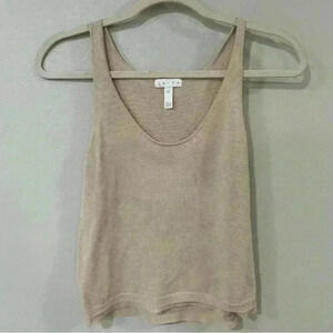 Leith Lightweight Knit Beige Ivory Tan Scoop Neck Tank Top Women’s Size X-Small